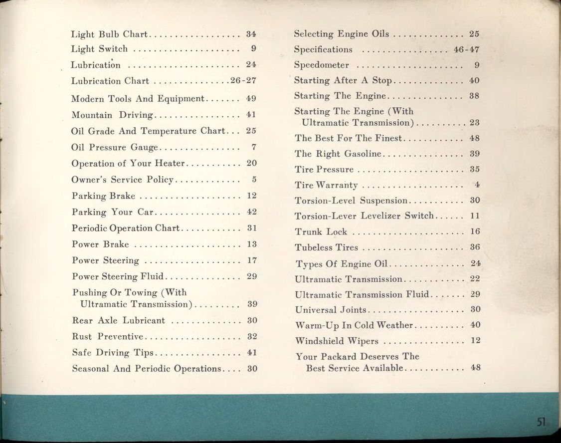 1956 Packard Owners Manual Page 25
